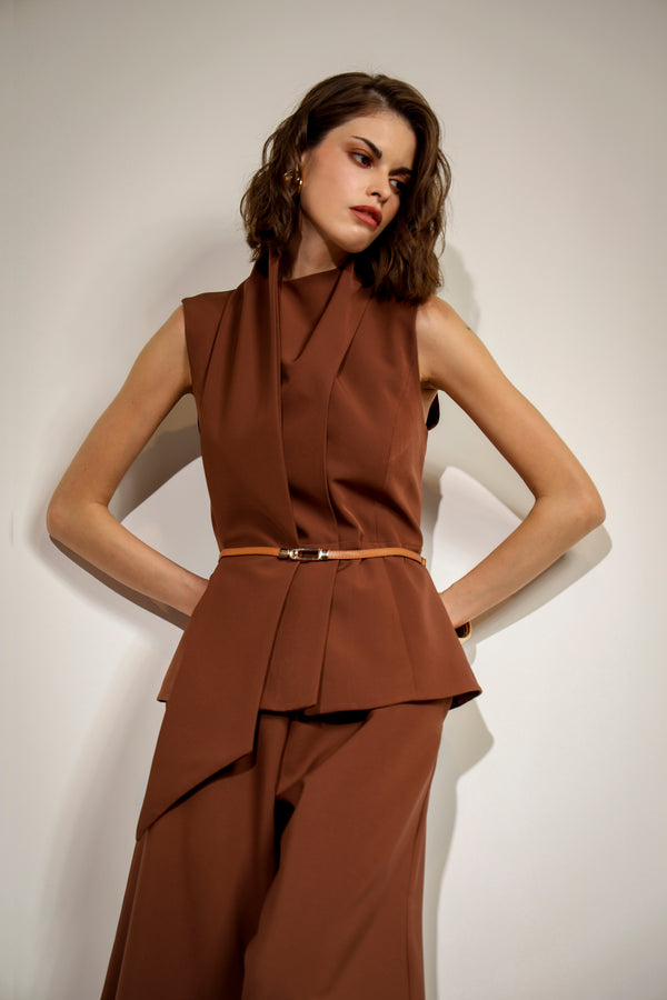Blusa De Alfaiataria Transpassada Com Echarp TRIMIX