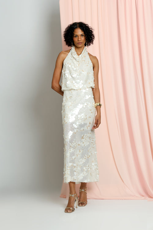 Saia Midi Em Tule Com Paetês TRIMIX