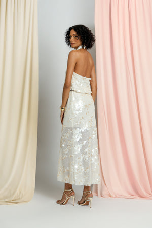 Saia Midi Em Tule Com Paetês TRIMIX