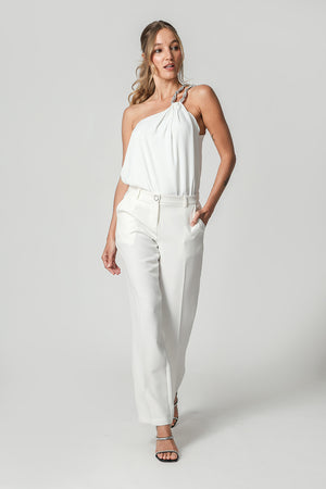 Blusa Ombro Único Com Strass - OFF WHITE