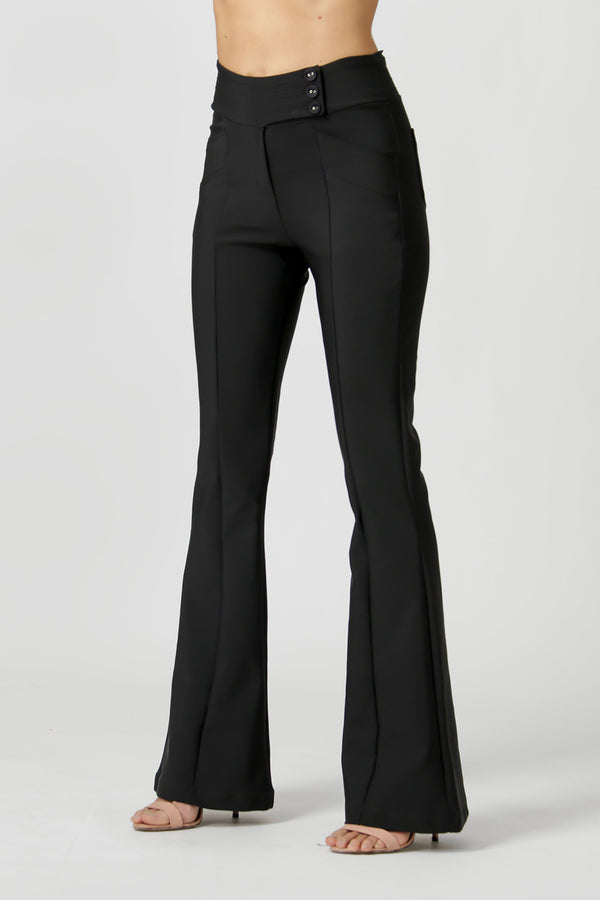 Calça Flare Recorte Vertical - PRETO 1
