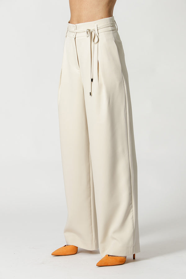 Calça Pantalona Com Cinto De Tira - GELO