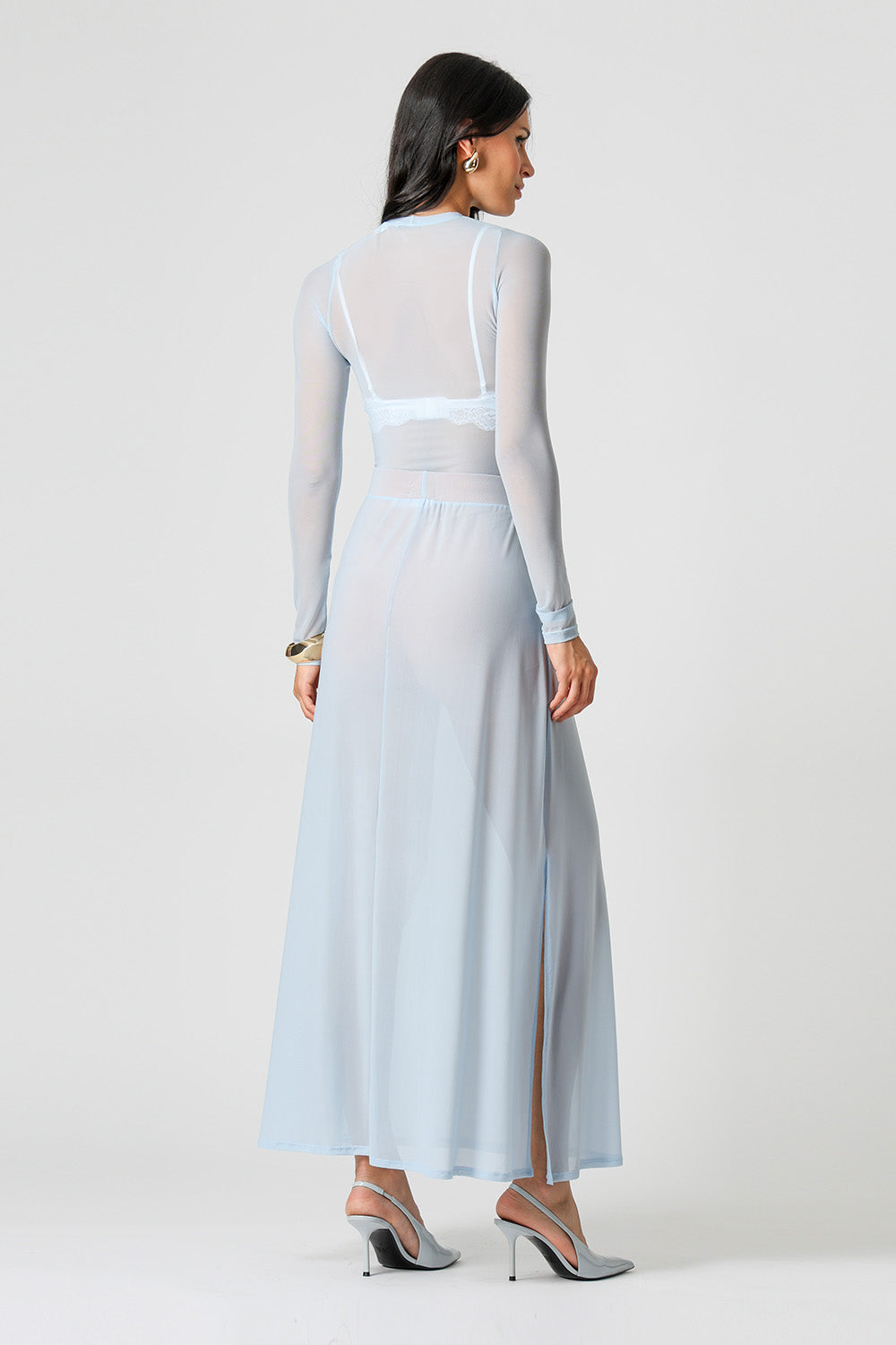 Blusa De Tule Longa - AZUL CLARO