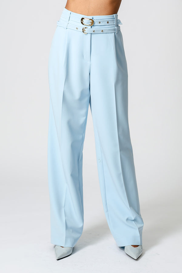 Calça Alfaiataria Com Pregas e Cintos - CIANO CL