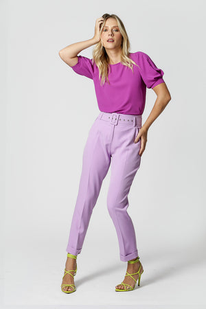 Blusa con mangas abullonadas - MORADA