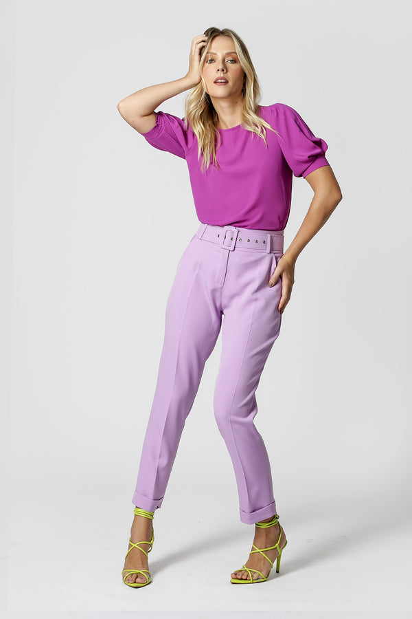 Blusa con mangas abullonadas - MORADA