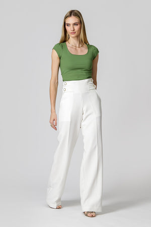 Blusa de escote cuadrado con hombros fruncidos - MILITAR 1