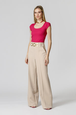 Blusa de escote cuadrado con hombros fruncidos - VINO 1