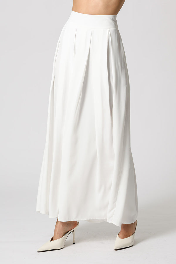 Saia Midi Com Pregas - OFF WHITE