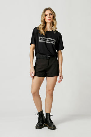 Camiseta con estampado escrito - NEGRA