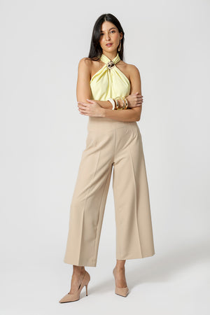 Blusa Transpassada Com Passante Dourado - AMARELO