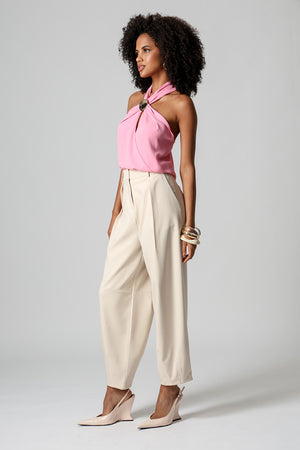 Blusa Transpassada Com Passante Dourado - PINK CLARO