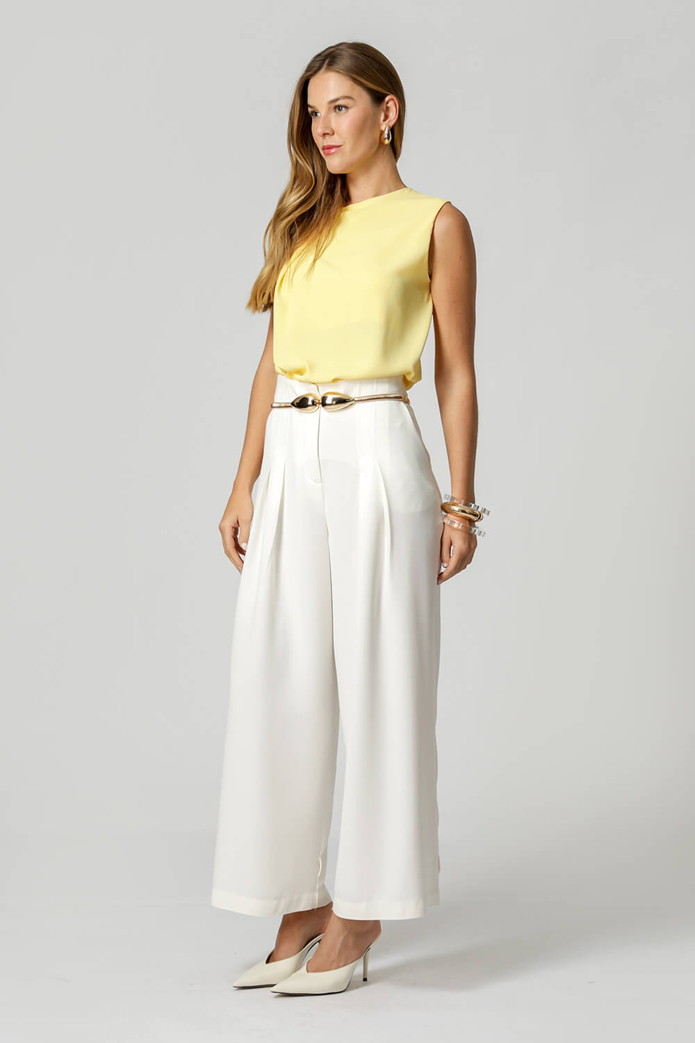 Blusa Decote Assimétrico Com Prega - AMARELO