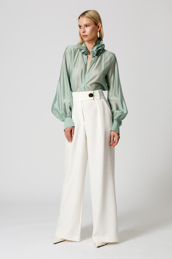 Blusa Gola Ruff em Voil - MINERAL