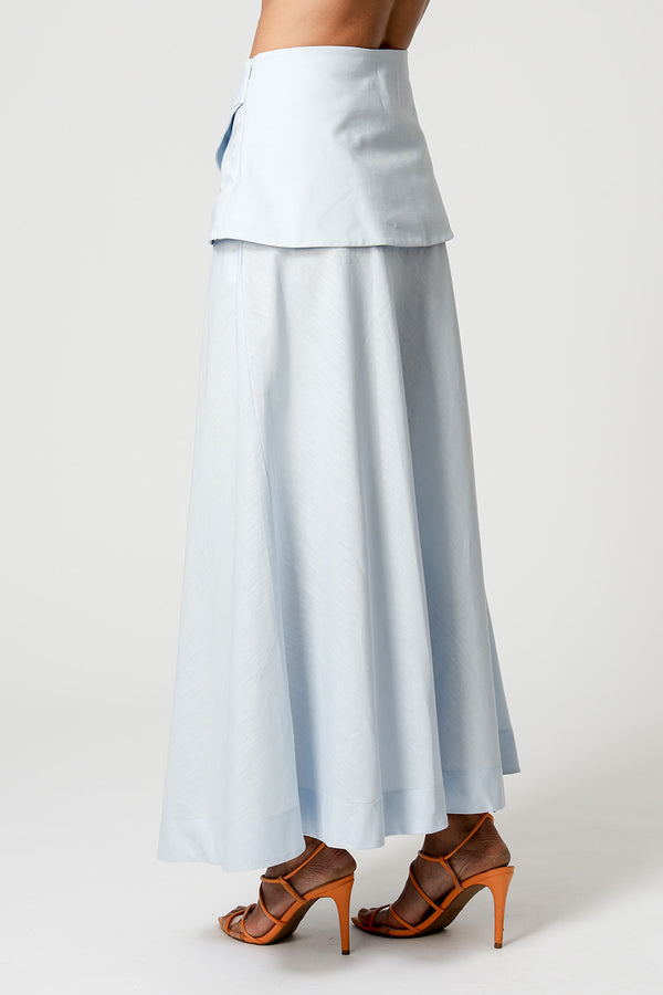 Saia Com Palas Sobrepostas - AZUL CLARO