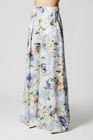 Calça Pantalona Estampada - AZUL CLARO 1221