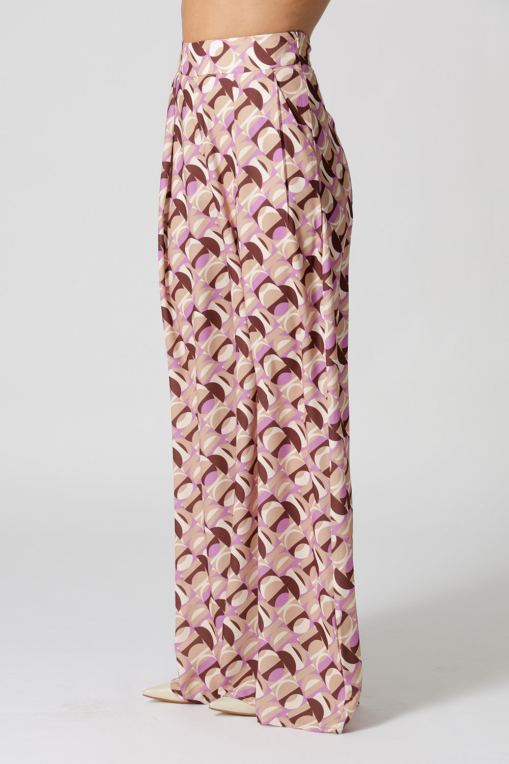 Calça Pantalona Estampada - MARROM 7207