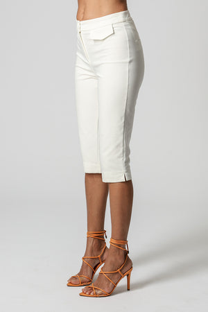 Pantalones Capri con Solapa - BLANCO ROJO
