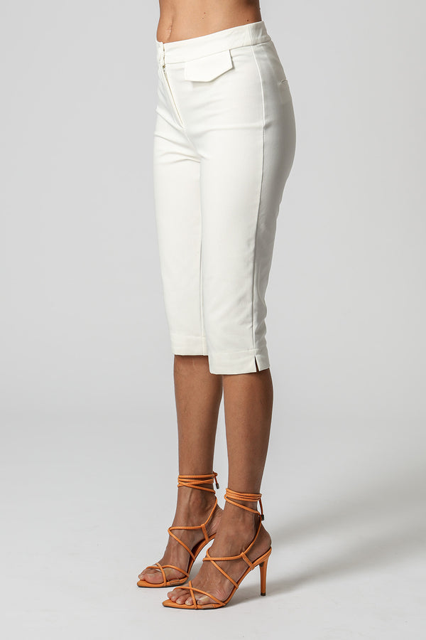 Pantalones Capri con Solapa - BLANCO ROJO