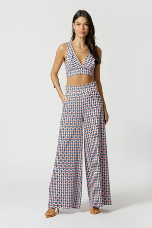 Blusa Top Decote V Estampado - ROYAL CL 7172