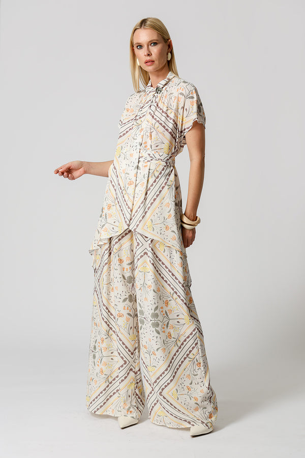 Blusa Moulet Estampada Transpassada - LARANJA 1220