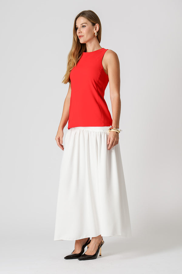 Blusa Túnica Alfaiataria Com Recortes - VERMELHO