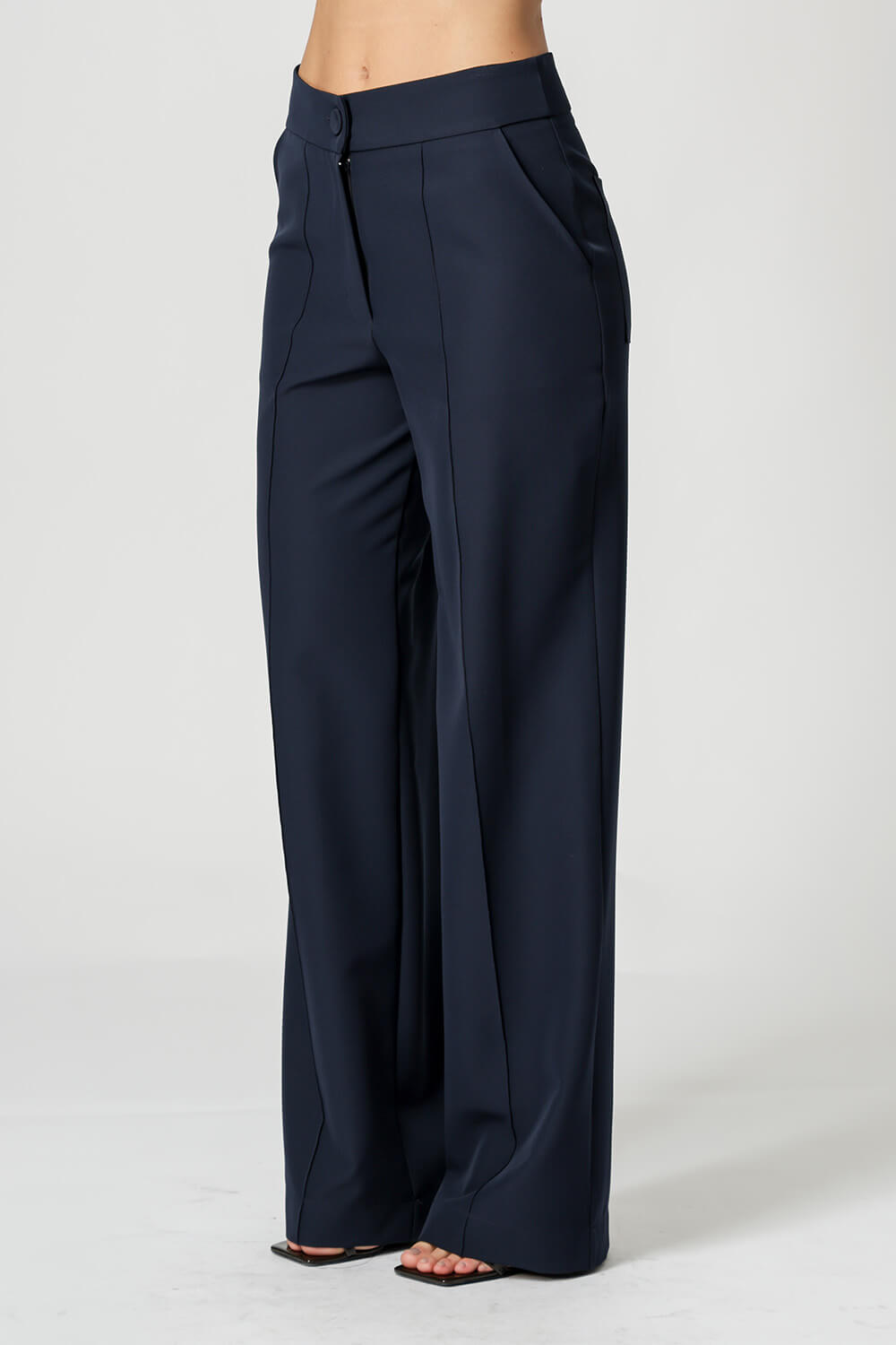 Calça Pantalona Com Vinco - MARINHO