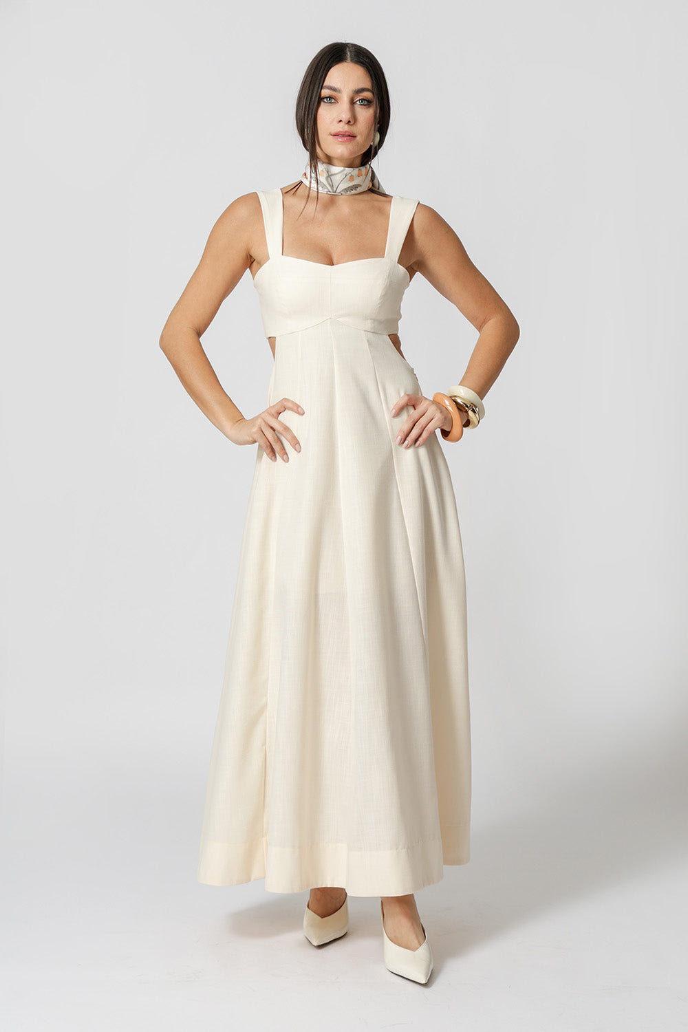 Vestido Vazado Com Alça Larga - CRU