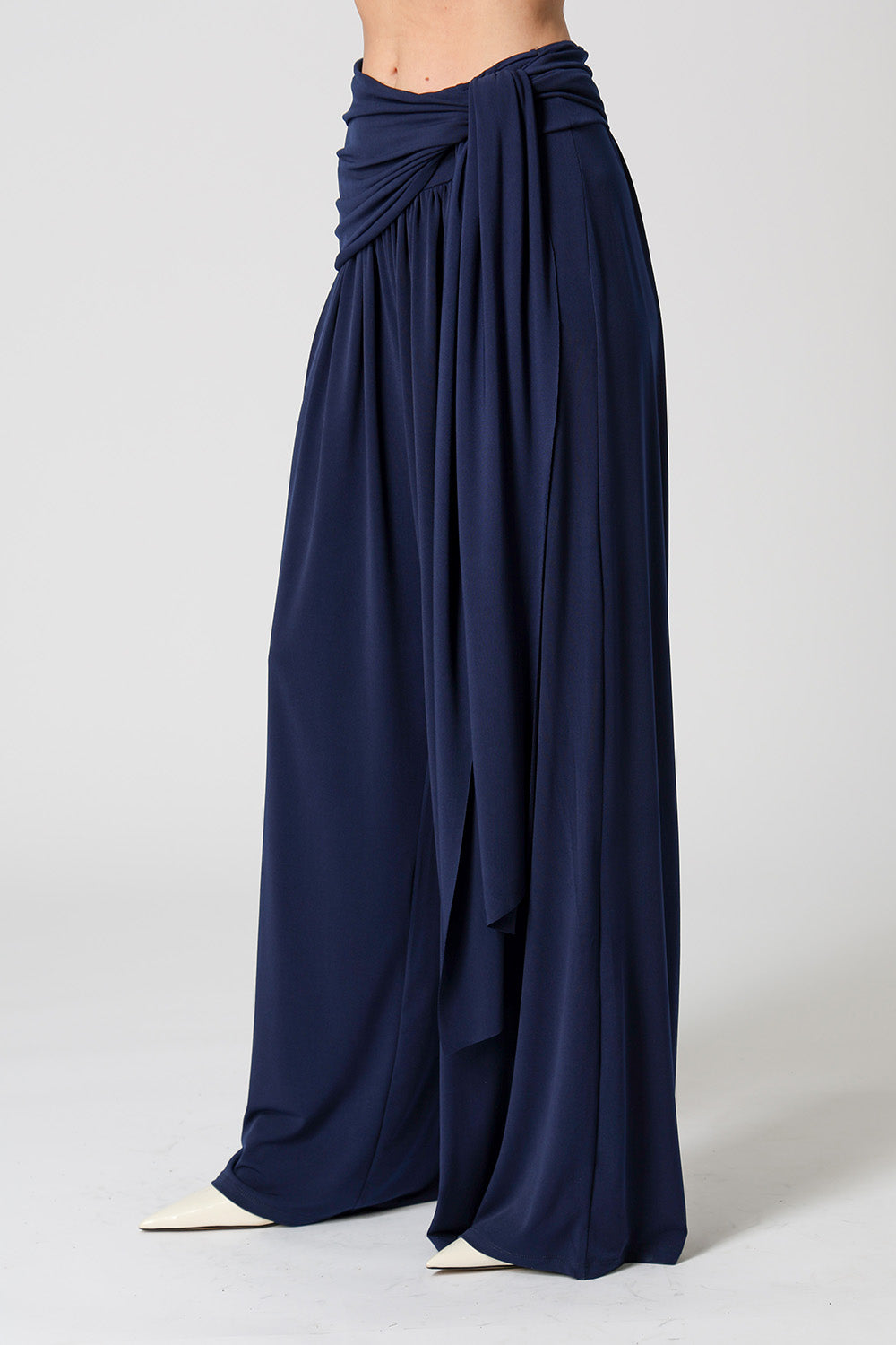 Calça Pantalona Multifuncional Com Faixa - MARINHO