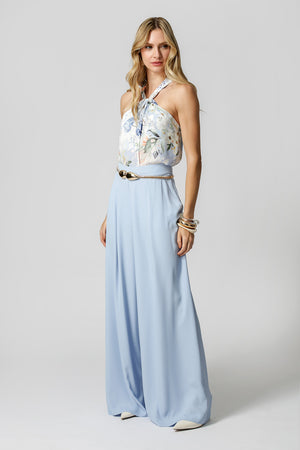 Blusa Com Torção Estampada - AZUL CLARO 1221