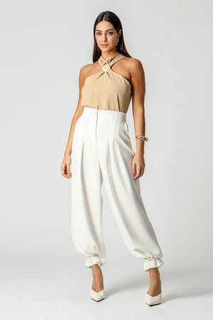 Blusa Crepe Com Fivela Marmorizada No Decote