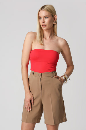 Blusa sin tirantes con escote recto - ROJO 3