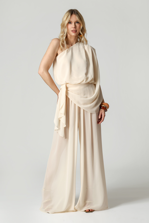 Blusa Ombro Único Com Manga Lenço