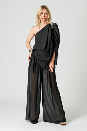 Blusa Ombro Único Com Manga Lenço