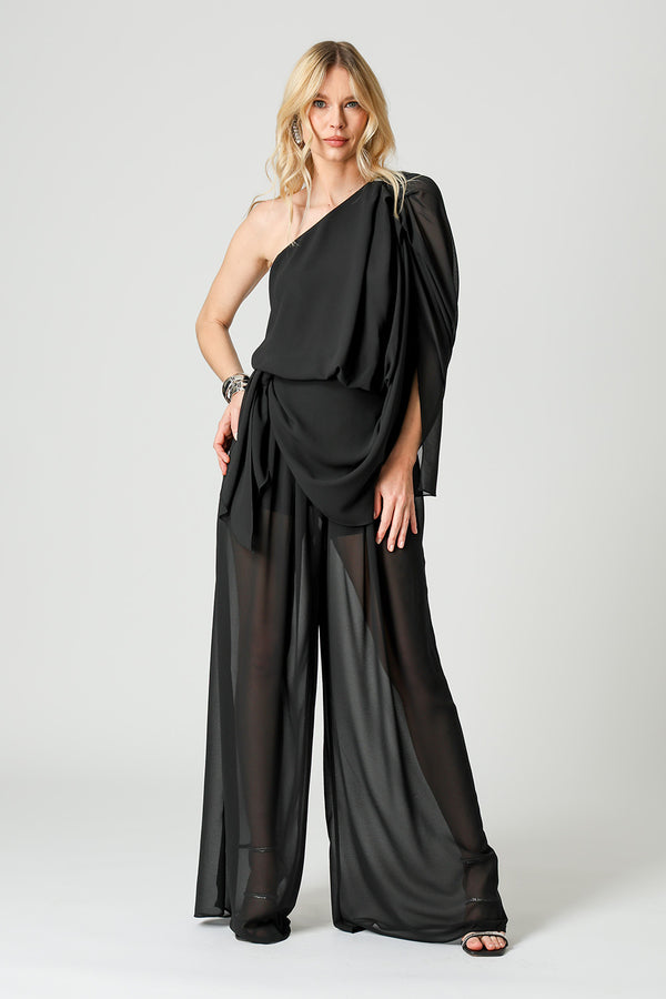 Blusa Ombro Único Com Manga Lenço