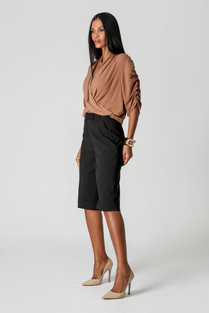 Blusa Cachequer Chiffon Plissado Com Renda