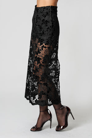 Saia Midi Reta de Renda Guippir