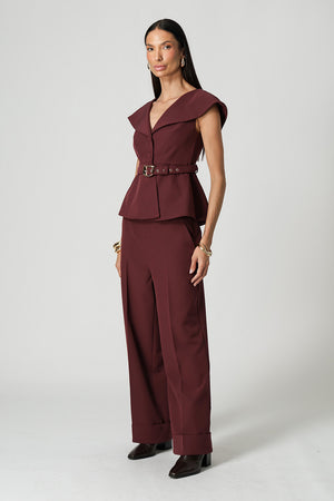 Blusa Peplum Alfaiataria com Gola Maxi