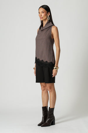 Blusa Xadrez Tartan Com Gola Degagê