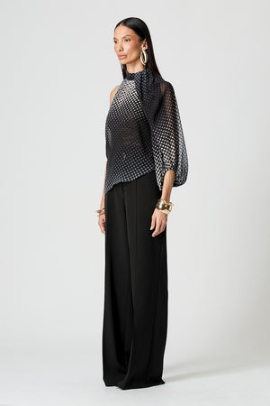 Blusa Ombro Único Em Chiffon Glass