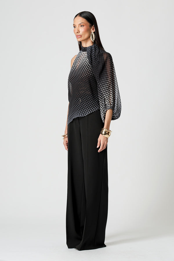 Blusa Ombro Único Em Chiffon Glass