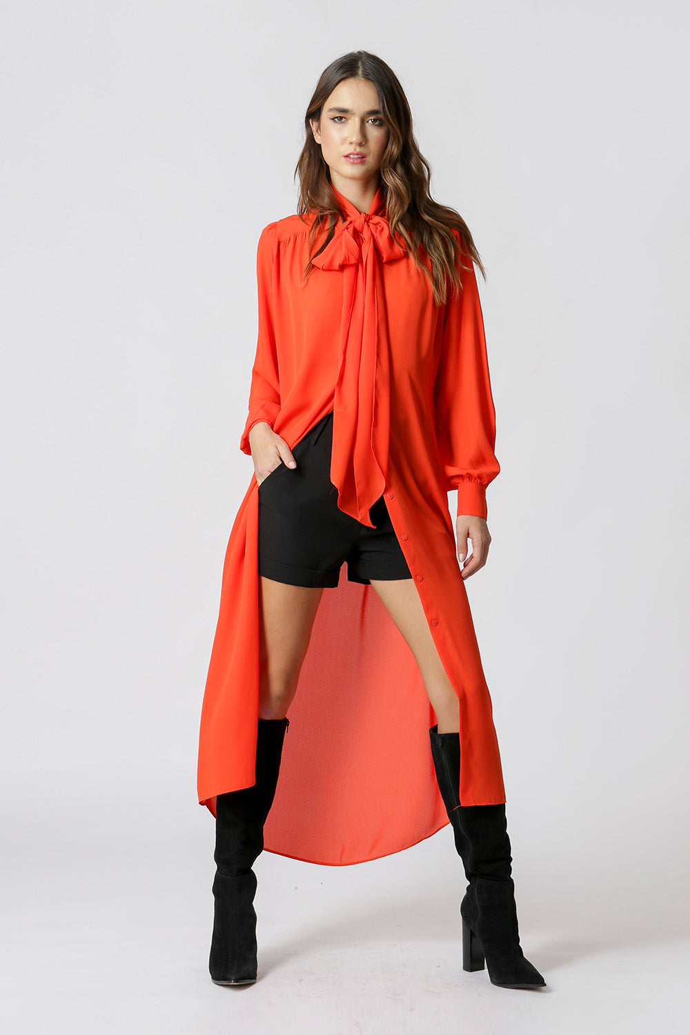 Chemise Com Lenço - CORAL
