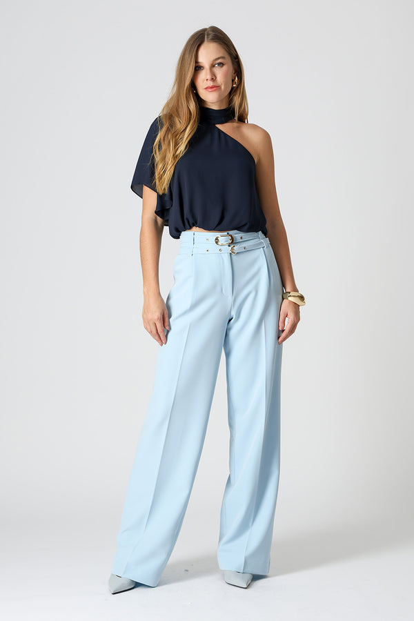 Blusa Ombro Único Com Manga Angel - MARINHO