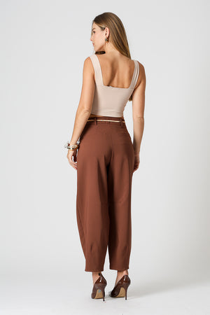 Blusa Cropped De Alça Larga - AREIA