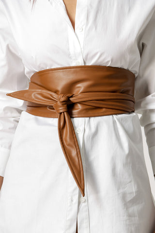 Cinto Faixa De Couro Sintético - CHOCOLATE