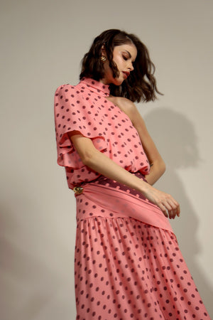 Blusa Ombro Único Balonê Estampada