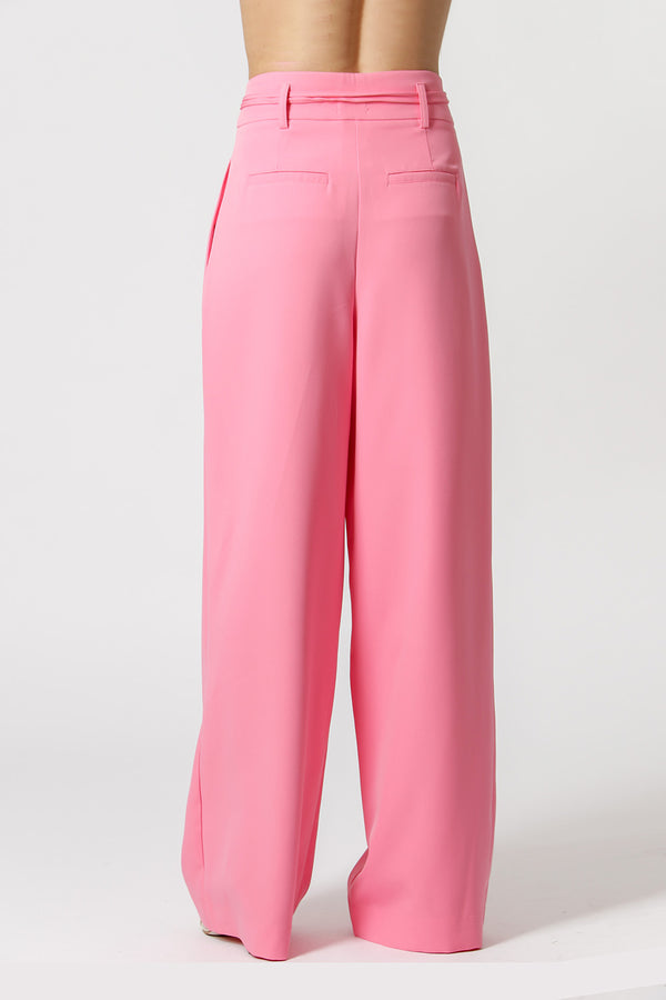Calça Pantalona Com Cinto De Tira - PINK CLARO