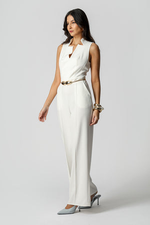 Macacão Alfaiataria Com Recortes - OFF WHITE