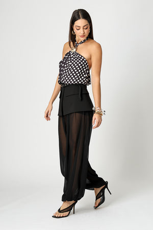 Blusa Frente Única Com Passante De Metal - PRETO 7203