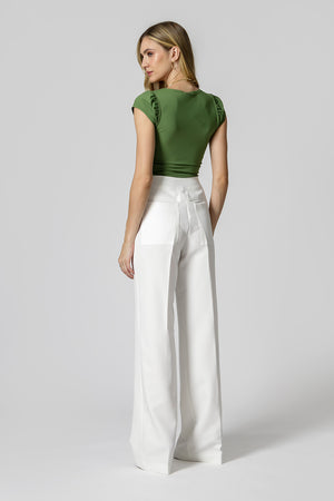 Blusa de escote cuadrado con hombros fruncidos - MILITAR 1